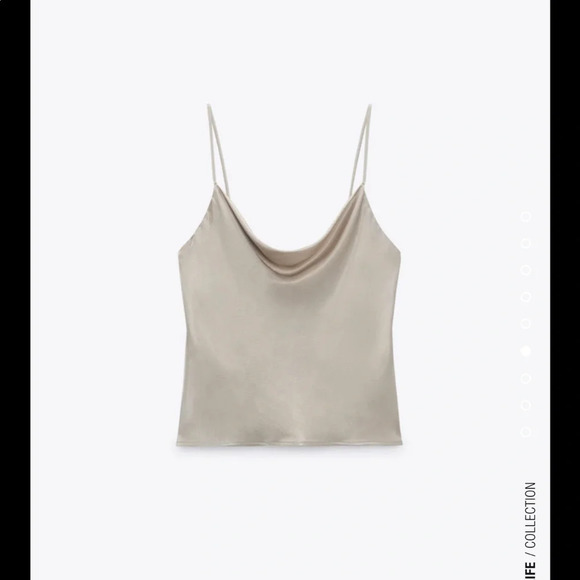 Zara Satin Effect Camisole - Size Small Taupe Grey - Picture 7 of 12